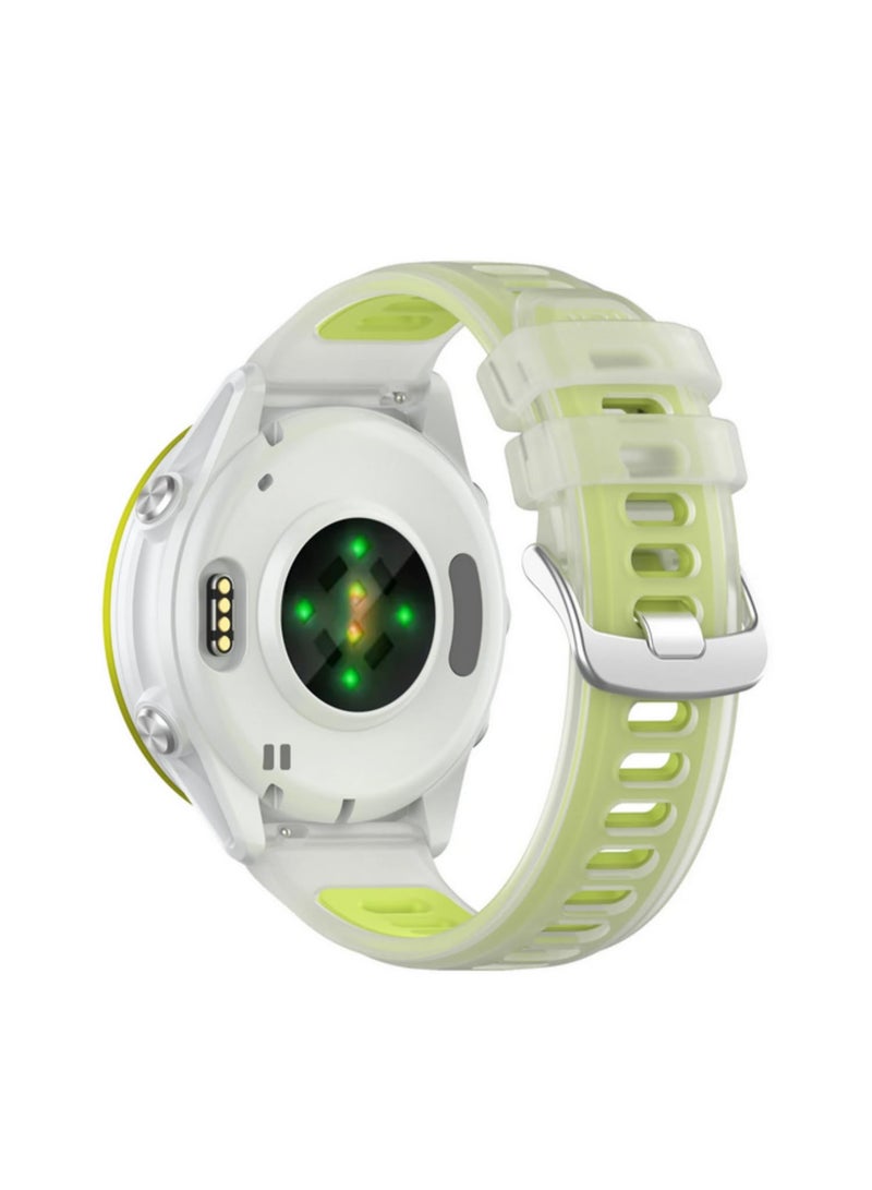 1PCS 22mm Transparent Two-Tone Silicone Strap For Garmin Forerunner 570 265 255 165 55/ for Vivoactive 6 5 4/ for Venu Sport Band Bracelet green 22mm - Image 2